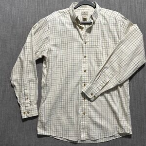 LL Bean Mens Wrinkle Resistant Shirt Medium Tall Tattersall Check Cotton 269338